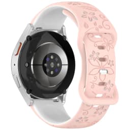 Two-color Flower Design Floral Engraved Silicone Strap 18/20/22mm, For Amazfit GTR, Huawei,Garmin Samsung Galaxy Watch 7 6 5 4