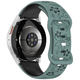 Two-color Flower Design Floral Engraved Silicone Strap 18/20/22mm, For Amazfit GTR, Huawei,Garmin Samsung Galaxy Watch 7 6 5 4