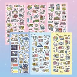 Cartoon Laser Cute Graffiti Korean Rabbit Cat Stickers Hand Account Diary Notebook Planner Scrapbook DIY Decorative Stickers