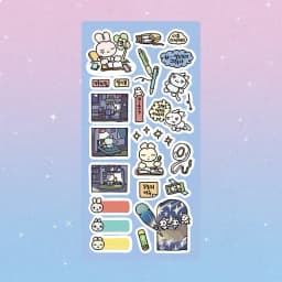 Cartoon Laser Cute Graffiti Korean Rabbit Cat Stickers Hand Account Diary Notebook Planner Scrapbook DIY Decorative Stickers