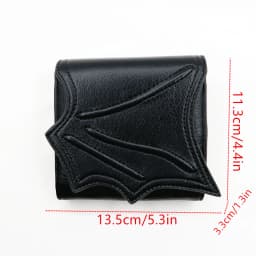 Vegan Black faux leather bat wing wallet Money Card Holders with 3 card slots，Gothic man Handbags Clutch