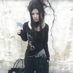 Karrcat Grunge Aesthetics Button Tops Trashy Y2k Tattoo Print T-shirt Vintage Gothic Black Irregular Tee Shirt American Retro
