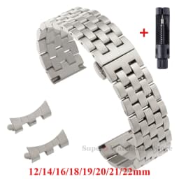 12/14/16/18/19/20/21/22mm Stainless Steel Strap for Tissot Curved End Wristband for Seiko Universal Bracelet Butterfly Buckle