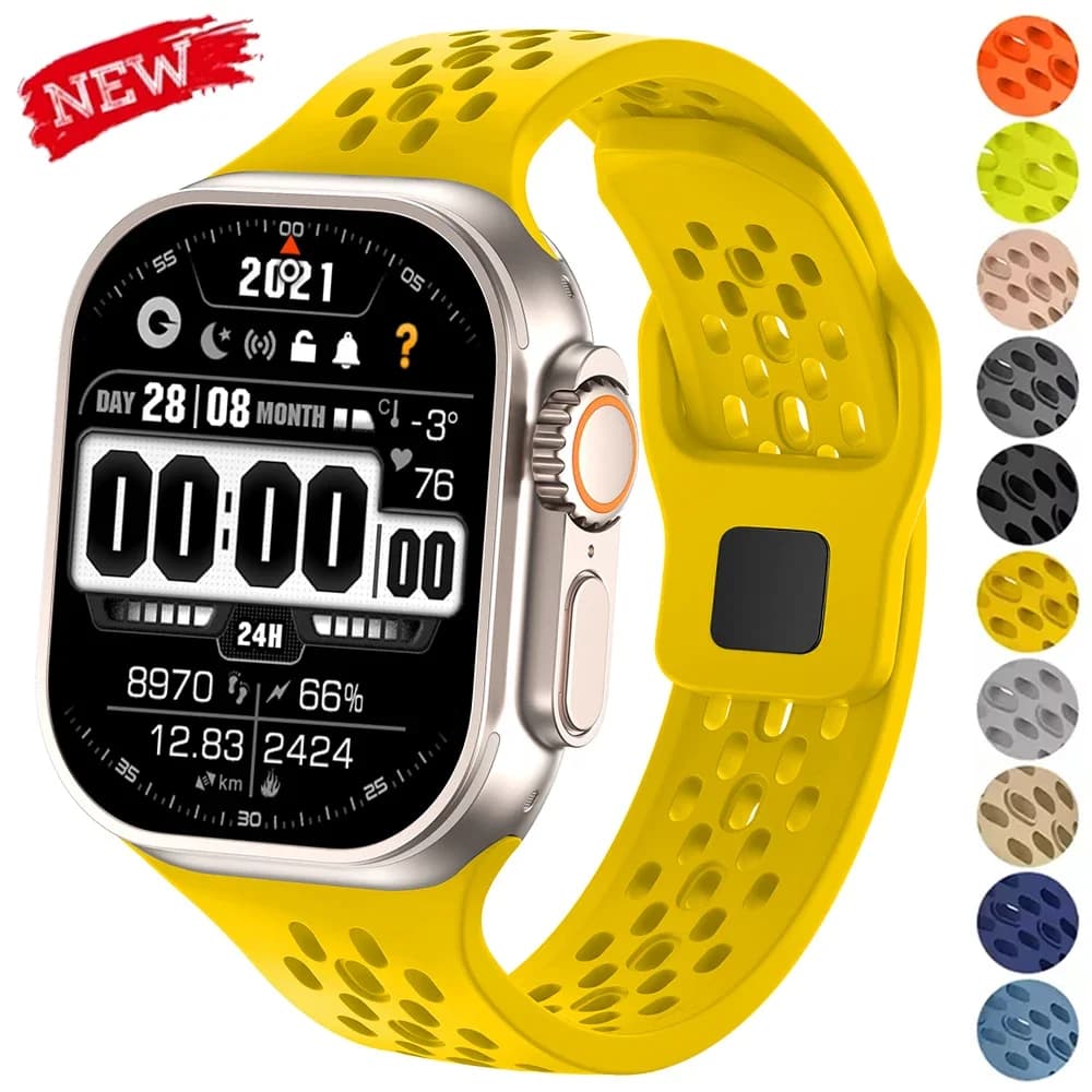 Silicone Band for Apple Watch Strap 46mm 45mm 41mm 44mm 49mm 40mm 42mm Bracelet Correa for Iwatch Series 10 9 8 7 6 5 SE Ultra