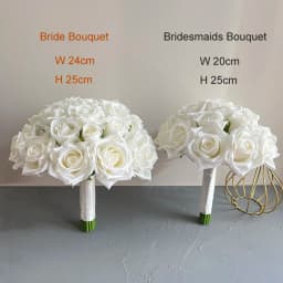 Bride Bridesmaids Bouquet Wedding Flowers Accessories Boutonniere Men White Silk Roses Artificial Bridal Bouquet Centrepiece