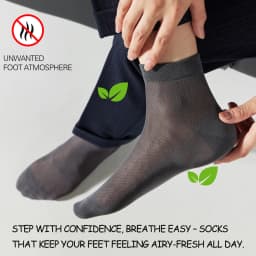 Men's Mulberry Silk & Modal Blend Mid-Calf Socks - Summer Breathable Mesh, Antibacterial Anti-Odor, Thin Black Business Socks