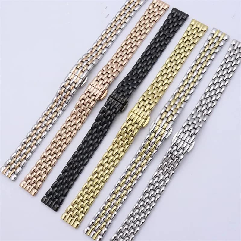10mm 12mm 14mm 16mm Stainless Steel Strap Watchband Women Silver Gold Black Rose Gold Bracelet Suitable for Any Brand
