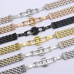 10mm 12mm 14mm 16mm Stainless Steel Strap Watchband Women Silver Gold Black Rose Gold Bracelet Suitable for Any Brand