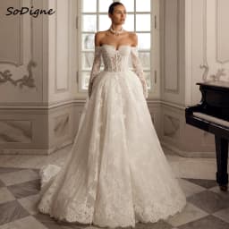 SoDigne A-line Lace Wedding Dresses Sweetheart Long Sleeves Bride Dress Long Wedding Gown Vestidos De Novia 2026 Customized