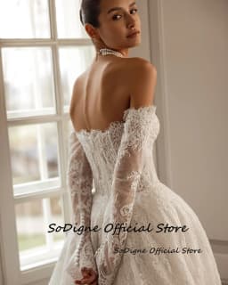 SoDigne A-line Lace Wedding Dresses Sweetheart Long Sleeves Bride Dress Long Wedding Gown Vestidos De Novia 2026 Customized
