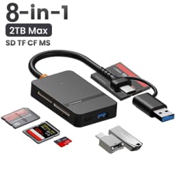 USB C 8-in-1 Card Reader Multi-functional Card Reader Support SD/TF/CF/MS Card Read 5Gbps Write Read U Disk Flash Card Adapter