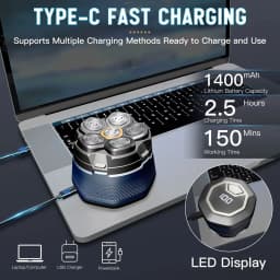 Solimpia Electric Shaver 6 Blade for Men Portable Magnetic Charging Bald Head Trimmer Multi-Functional Shaving Machine 2-pcs Set