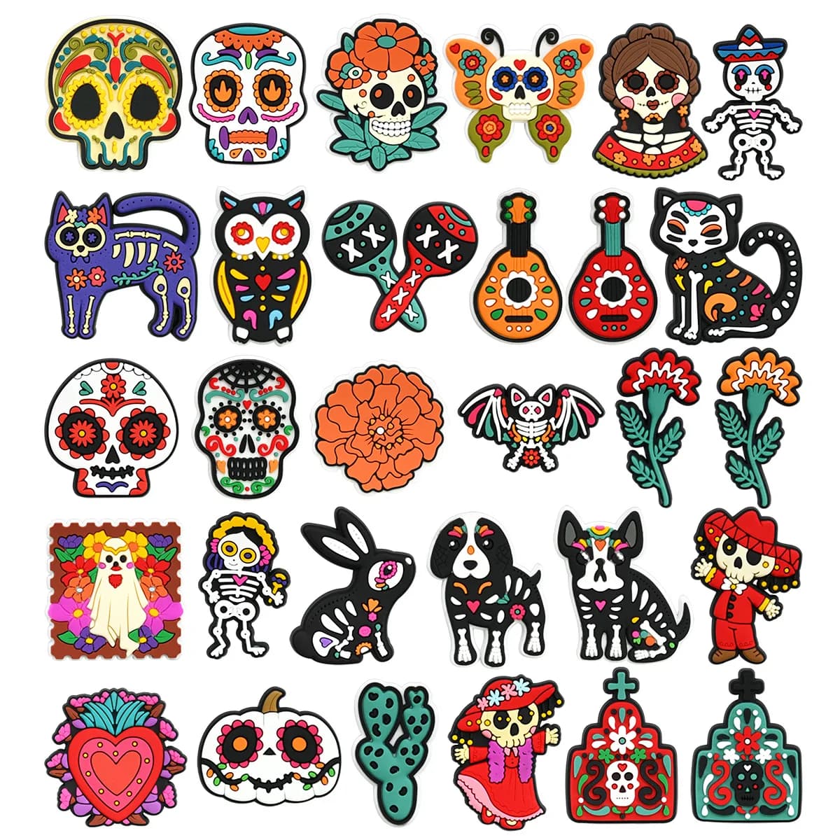 Mexio Day of the Dead PVC shoe Charms Slippers Buckle Fit Wristbands accessories Decoration Bands gift unisex party