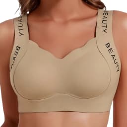 Ribbed Bras Wireless Bra Women Seamless Underwear Plus Size Wave Neckline Wide Strap Letter Print Support Sexy Lingerie M-3XL