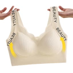 Ribbed Bras Wireless Bra Women Seamless Underwear Plus Size Wave Neckline Wide Strap Letter Print Support Sexy Lingerie M-3XL