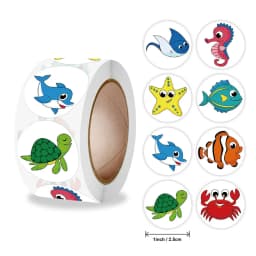 500pcs Cute Cartoon Sea Fish Stickers For Kids Children Reward Label Encouragement Scrapbooking Decoration Stationery Sticker