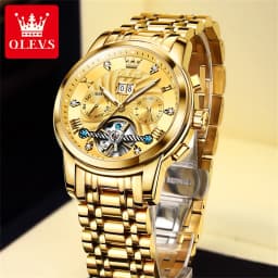OLEVS 9910 Mens Watch Original Luxury Tourbillon Automatic Mechanical Watche Waterproof Luminous Day-Date Watch With Box Reloj