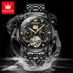 OLEVS 9910 Mens Watch Original Luxury Tourbillon Automatic Mechanical Watche Waterproof Luminous Day-Date Watch With Box Reloj