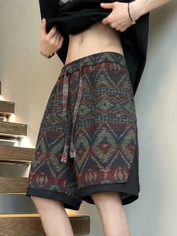 Y2k Vintage Ethnic Summer Beach Shorts Men Baggy Wide leg Casual Capris Pants Male Sport Oversize Running Shorts 2025