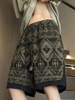 Y2k Vintage Ethnic Summer Beach Shorts Men Baggy Wide leg Casual Capris Pants Male Sport Oversize Running Shorts 2025