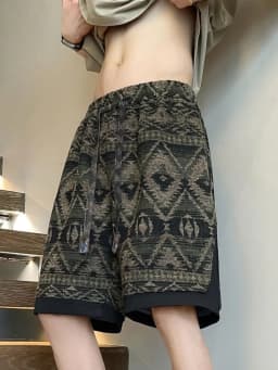 Y2k Vintage Ethnic Summer Beach Shorts Men Baggy Wide leg Casual Capris Pants Male Sport Oversize Running Shorts 2025