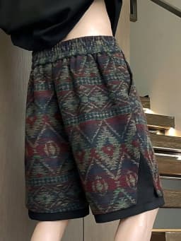 Y2k Vintage Ethnic Summer Beach Shorts Men Baggy Wide leg Casual Capris Pants Male Sport Oversize Running Shorts 2025