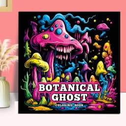 BOTANICAL GHOST Style Adult Coloring Book 20 Pages Elegant Pattern Drawing Book, Leisure Time Stress Relieving Art Painting Gift