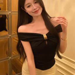 Summer Solid Color Sexy Off Shoulder Tops Lace Up Sleeveless T-Shirt Casual Slim Top Black Short Sleeve Wome