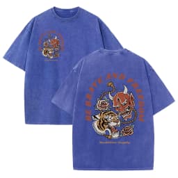 Tigers Est 1985 Sport Print Washed Women T-Shirt Summer Casual Retro T Shirts Snow Wash Tee Top Loose Unisex Retro Streetwear