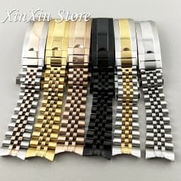 NH35 Part Glide Lock Clasp 20mm Width 904L Solid Stainless Steel Strap Brushed Polished Oyster Jubilee Presidential Bracelet