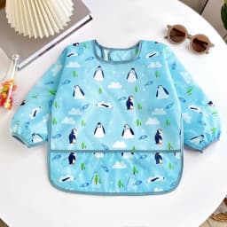 0-2 Years Baby Soft Bibs Cute Colorful Cartoon Waterproof Bibs Infant Eating Drawing Long Sleeve Apron Self Feeding