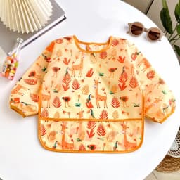 0-2 Years Baby Soft Bibs Cute Colorful Cartoon Waterproof Bibs Infant Eating Drawing Long Sleeve Apron Self Feeding
