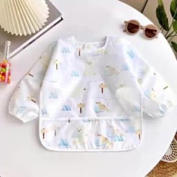 0-2 Years Baby Soft Bibs Cute Colorful Cartoon Waterproof Bibs Infant Eating Drawing Long Sleeve Apron Self Feeding