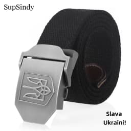 SupSindy New Canvas Belt 3D National Emblem of Ukraine Metal Buckle Jeans Belts for Men Army Military Tactical Belts Male Strap