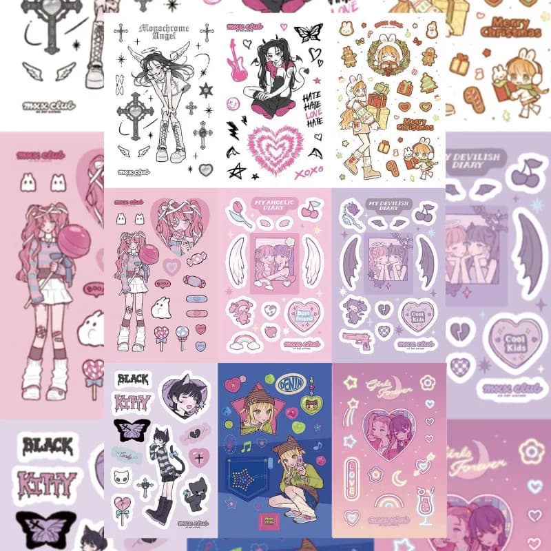 Korean Cute Sweet Cool Girl Character Stickers Handbook Diary Planner Scrapbook Phone Case Diy Decorative Stickers