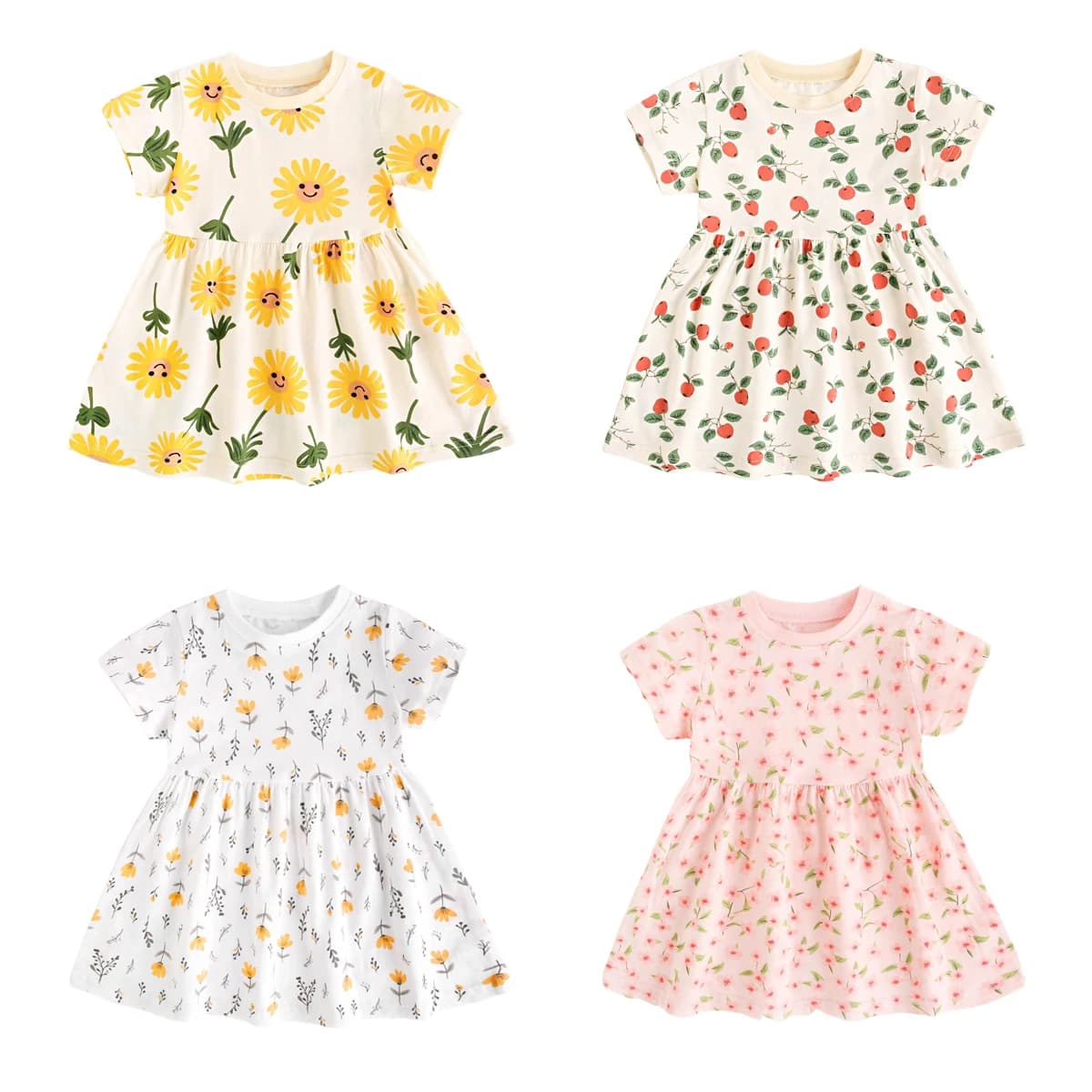 Sanlutoz Summer Short Sleeve Baby Girls Dress Little Kids Dresses Soft Clothing Holiday Casual
