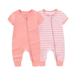 2-Pack Simple Fashion Baby Unisex Jumpsuits Summer Short Sleeve Newborn Boy Girl Zipper Rompers 0-24 Months Infant Clothes