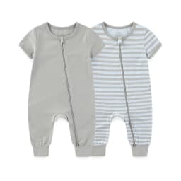 2-Pack Simple Fashion Baby Unisex Jumpsuits Summer Short Sleeve Newborn Boy Girl Zipper Rompers 0-24 Months Infant Clothes