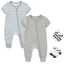 2-Pack Simple Fashion Baby Unisex Jumpsuits Summer Short Sleeve Newborn Boy Girl Zipper Rompers 0-24 Months Infant Clothes