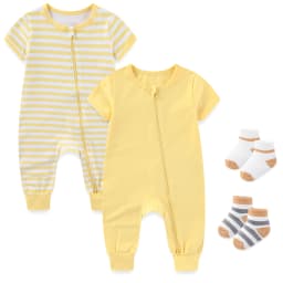2-Pack Simple Fashion Baby Unisex Jumpsuits Summer Short Sleeve Newborn Boy Girl Zipper Rompers 0-24 Months Infant Clothes