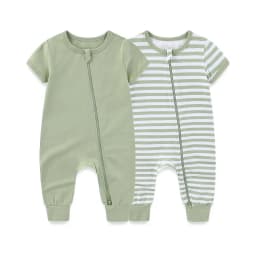 2-Pack Simple Fashion Baby Unisex Jumpsuits Summer Short Sleeve Newborn Boy Girl Zipper Rompers 0-24 Months Infant Clothes