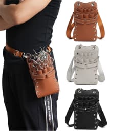 Professional 7-Pocket Hair Scissors Bag for Salon Barbers - Scissor Clips Holster Pouch Holder Case Belt - Hairdressing Tool