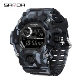 Fashion SANDA 2183 Men's Camouflage Military Multi Functional Waterproof Day Night Light Calendar Men's Electronic Watch 2025
