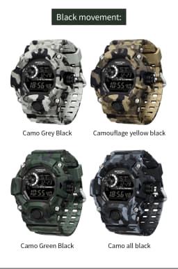 Fashion SANDA 2183 Men's Camouflage Military Multi Functional Waterproof Day Night Light Calendar Men's Electronic Watch 2025