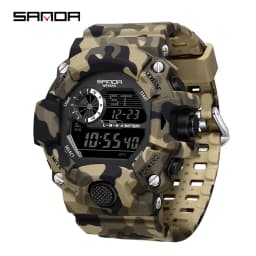 Fashion SANDA 2183 Men's Camouflage Military Multi Functional Waterproof Day Night Light Calendar Men's Electronic Watch 2025