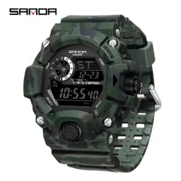 Fashion SANDA 2183 Men's Camouflage Military Multi Functional Waterproof Day Night Light Calendar Men's Electronic Watch 2025