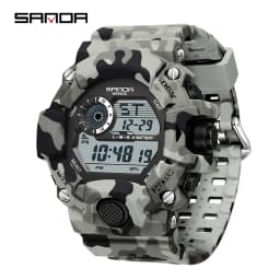 Fashion SANDA 2183 Men's Camouflage Military Multi Functional Waterproof Day Night Light Calendar Men's Electronic Watch 2025