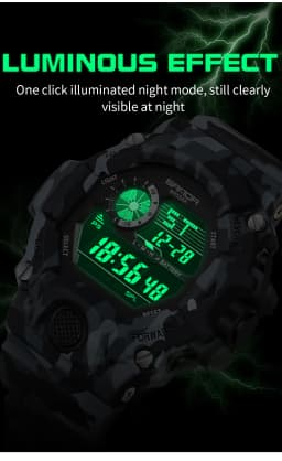 Fashion SANDA 2183 Men's Camouflage Military Multi Functional Waterproof Day Night Light Calendar Men's Electronic Watch 2025