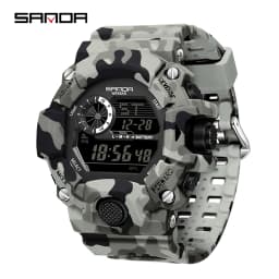 Fashion SANDA 2183 Men's Camouflage Military Multi Functional Waterproof Day Night Light Calendar Men's Electronic Watch 2025