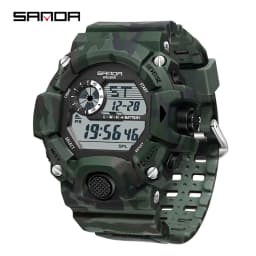 Fashion SANDA 2183 Men's Camouflage Military Multi Functional Waterproof Day Night Light Calendar Men's Electronic Watch 2025